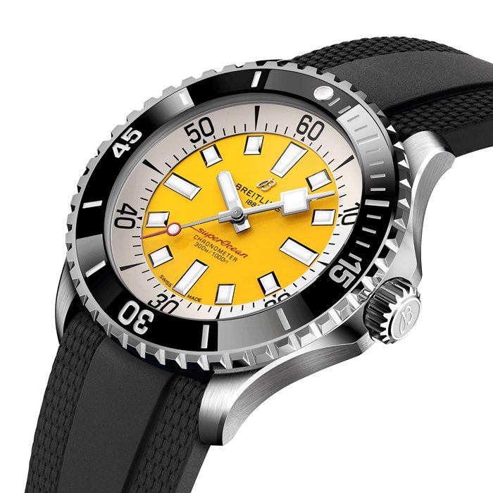 Orologio Breitling Superocean Automatic Code Yellow UK Edition 46 mm Uomo Gomma Gialla A173781A1I1S1 - immagine 3