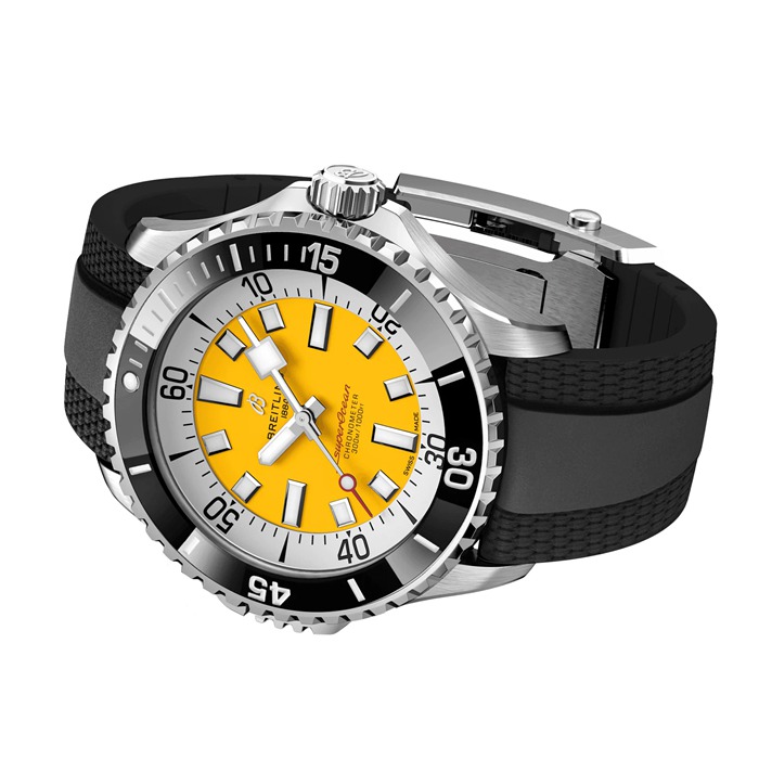 Orologio Breitling Superocean Automatic Code Yellow UK Edition 46 mm Uomo Gomma Gialla A173781A1I1S1 - immagine 4