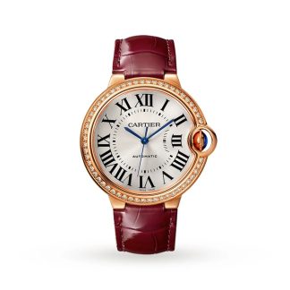 Orologio Cartier Ballon Bleu De 36mm Oro Rosa Diamanti Pelle WJBB0034