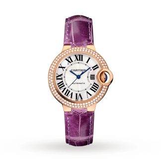 Orologio Cartier Ballon Bleu De Cartier 33 mm Movimento automatico Oro rosa Diamanti Pelle WE902066
