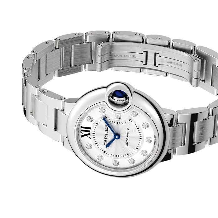 Orologio Cartier Ballon Bleu De Cartier 33mm Movimento automatico Acciaio Diamanti W4BB0021 - immagine 4
