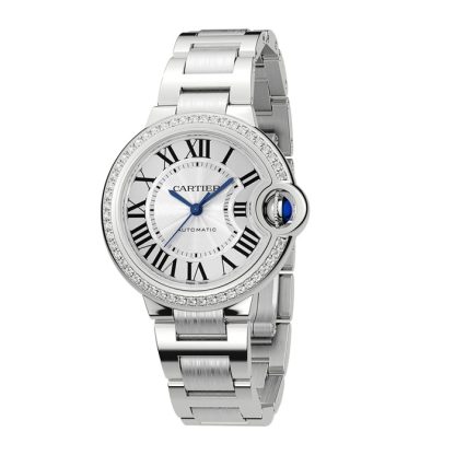 Orologio Cartier Ballon Bleu De Cartier 33mm Movimento meccanico a carica automatica in acciaio con diamanti W4BB0023 - immagine 2