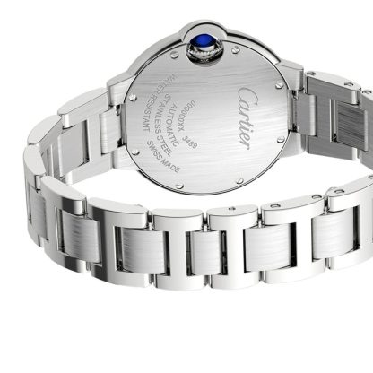 Orologio Cartier Ballon Bleu De Cartier 33mm Movimento meccanico a carica automatica in acciaio con diamanti W4BB0023 - immagine 4