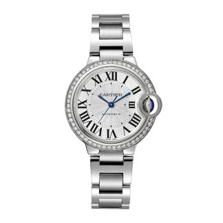 Orologio Cartier Ballon Bleu De Cartier 33mm Movimento meccanico a carica automatica in acciaio con diamanti W4BB0023