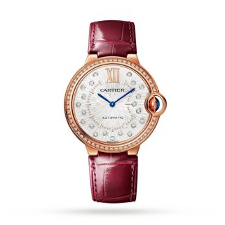Orologio Cartier Ballon Bleu De Cartier 36mm Movimento meccanico automatico Oro Rosa Diamanti Pelle WJBB0081