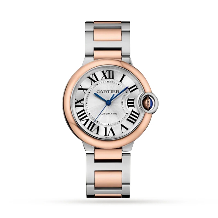 Orologio Cartier Ballon Bleu De Cartier Movimento meccanico 36 Mm con carica automatica Cassa in acciaio Oro Rosa W2BB0033