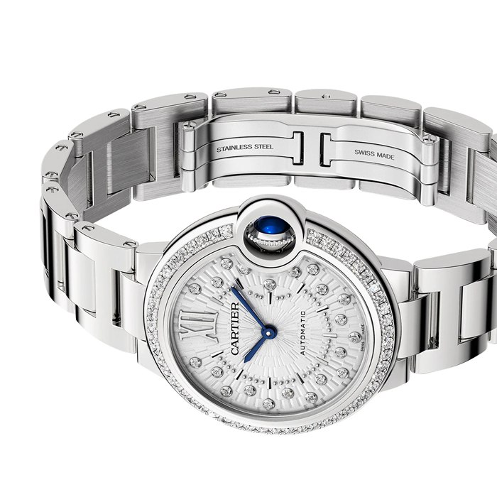 Orologio Cartier Ballon Bleu de Cartier 33 mm movimento meccanico a carica automatica W4BB0035 - immagine 4