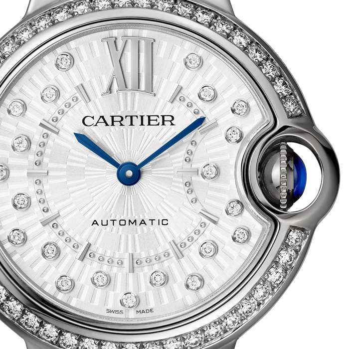 Orologio Cartier Ballon Bleu de Cartier 33 mm movimento meccanico a carica automatica W4BB0035 - immagine 5