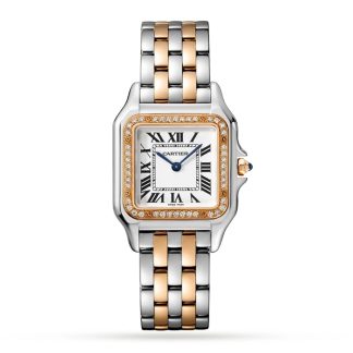 Orologio Cartier Panthère De Cartier Modello Medio Movimento al quarzo Oro Rosa Acciaio Diamanti W3PN0010