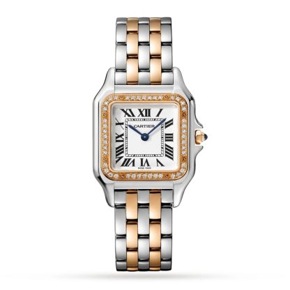 Orologio Cartier Panthère De Cartier Modello Medio Movimento al quarzo Oro Rosa Acciaio Diamanti W3PN0010