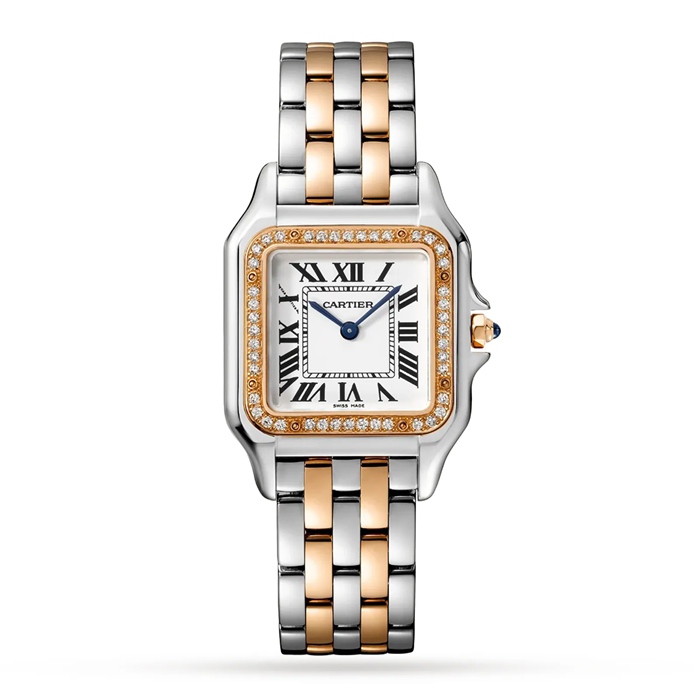 Orologio Cartier Panthère De Cartier Modello Medio Movimento al quarzo Oro Rosa Acciaio Diamanti W3PN0010