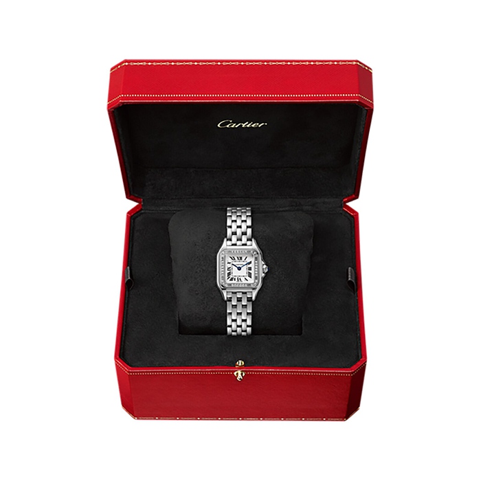 Orologio Cartier Panthère De Cartier Modello Piccolo Movimento al quarzo Acciaio Diamanti W4PN0007 - immagine 3