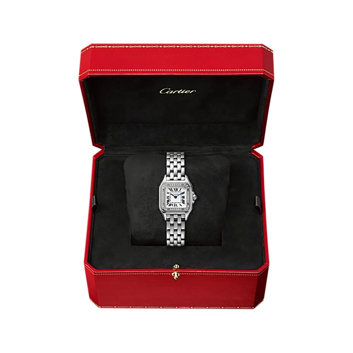 Orologio Cartier Panthère De Cartier Modello piccolo Movimento al quarzo Acciaio Diamanti W4PN0016 - immagine 3