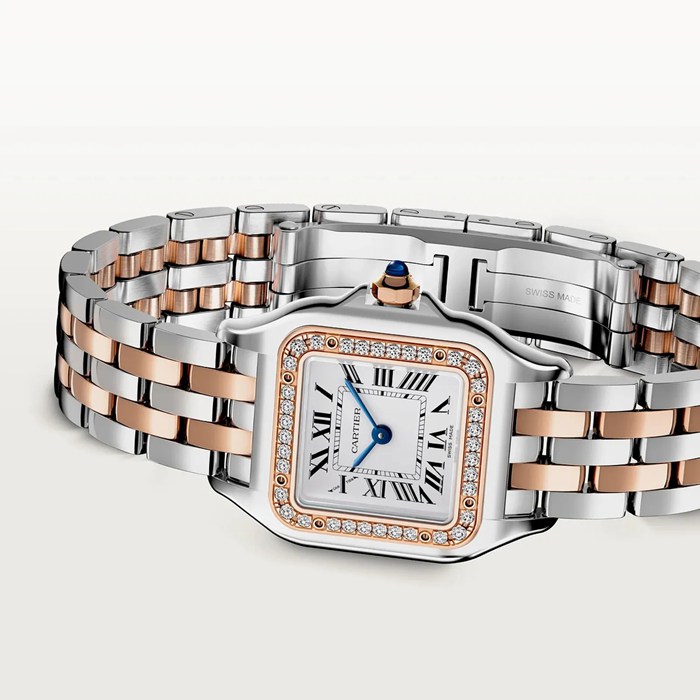 Orologio Cartier Panthere de Cartier modello piccolo Movimento al quarzo Cassa in oro rosa e acciaio W3PN0014 - immagine 3