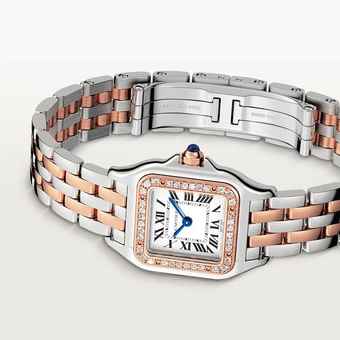 Orologio Cartier Panthere de Cartier modello piccolo Movimento al quarzo Cassa in oro rosa e acciaio W3PN0014 - immagine 4