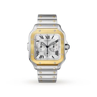 Orologio Cartier Santos De Cartier Cronografo Modello Extra-Large Movimento automatico Oro Giallo Acciaio Bracciali intercambiabili in metallo e gomma W2SA0008