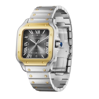 Orologio Cartier Santos De Cartier Modello Grande Carica Automatica Cassa Acciaio Oro Giallo Cinturino Pelle Intercambiabile W2SA0030 - immagine 2