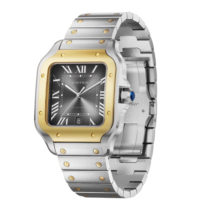 Orologio Cartier Santos De Cartier Modello Grande Carica Automatica Cassa Acciaio Oro Giallo Cinturino Pelle Intercambiabile W2SA0030 - immagine 2