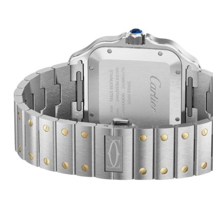 Orologio Cartier Santos De Cartier Modello Grande Carica Automatica Cassa Acciaio Oro Giallo Cinturino Pelle Intercambiabile W2SA0030 - immagine 4