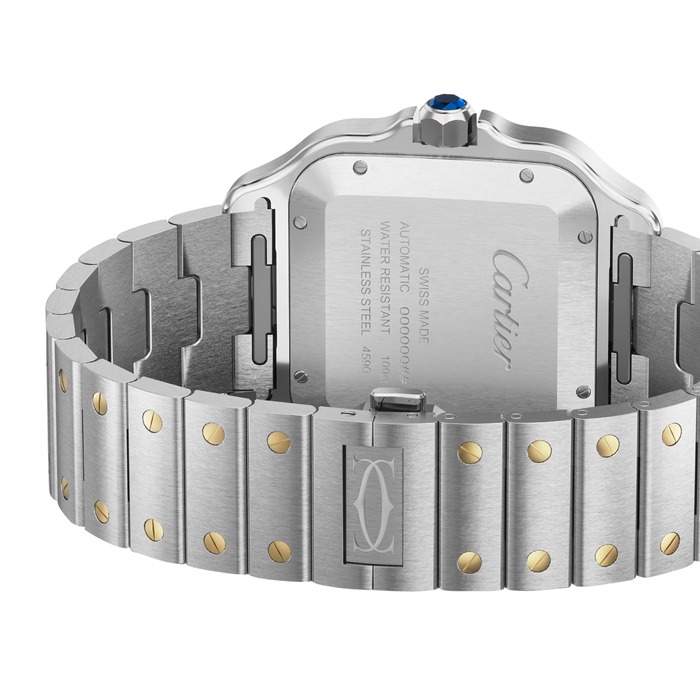 Orologio Cartier Santos De Cartier Modello Grande Carica Automatica Cassa Acciaio Oro Giallo Cinturino Pelle Intercambiabile W2SA0030 - immagine 4