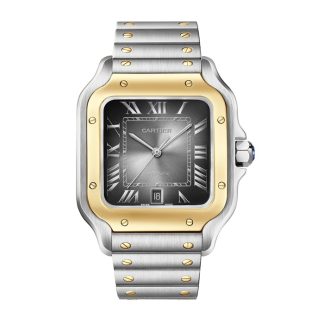 Orologio Cartier Santos De Cartier Modello Grande Carica Automatica Cassa Acciaio Oro Giallo Cinturino Pelle Intercambiabile W2SA0030