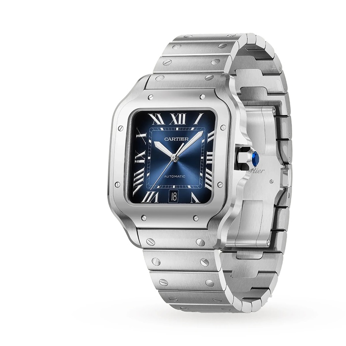 Orologio Cartier Santos De Cartier Modello Grande Carica Automatica Cassa Acciaio WSSA0071 - immagine 3