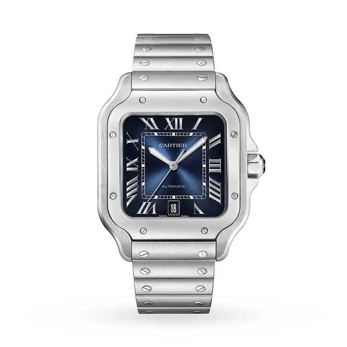 Orologio Cartier Santos De Cartier Modello Grande Carica Automatica Cassa Acciaio WSSA0071