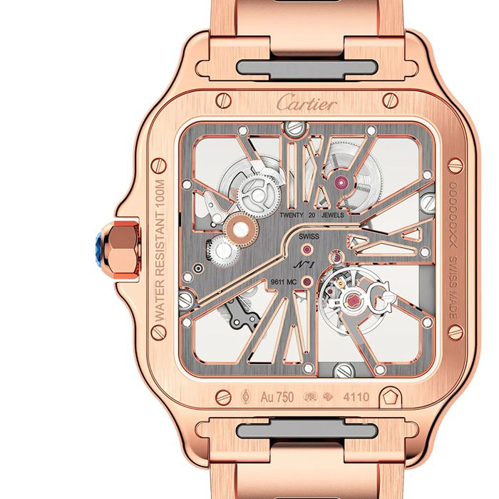 Orologio Cartier Santos De Cartier Modello Grande Carica Manuale Oro Rosa WHSA0016 - immagine 3