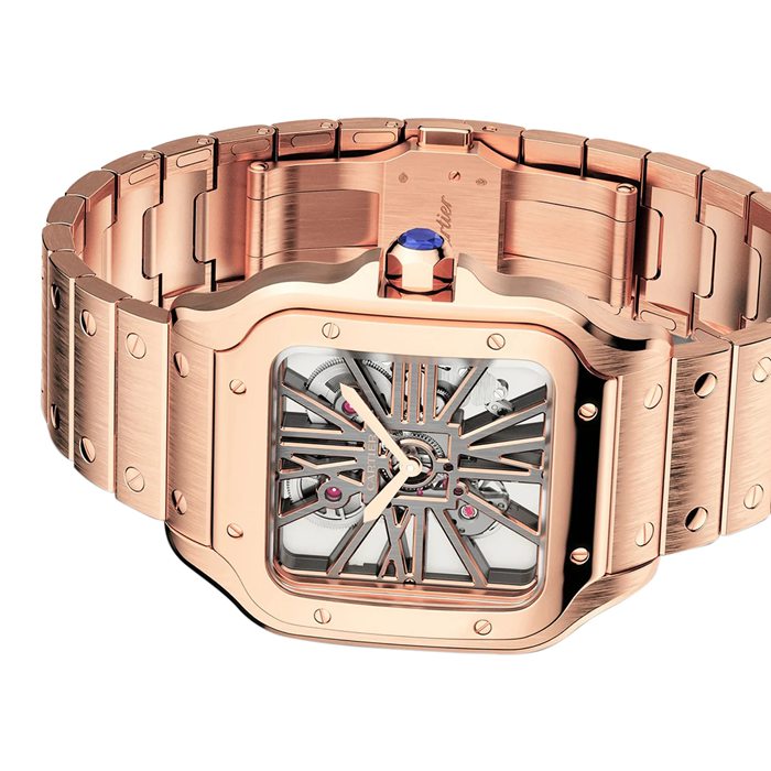 Orologio Cartier Santos De Cartier Modello Grande Carica Manuale Oro Rosa WHSA0016 - immagine 5