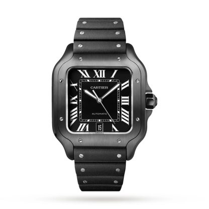 Orologio Cartier Santos De Cartier Modello Grande Movimento Automatico Acciaio ADLC Bracciali intercambiabili in gomma e pelle WSSA0039 - immagine 2