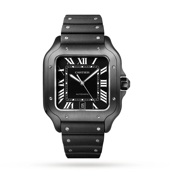Orologio Cartier Santos De Cartier Modello Grande Movimento Automatico Acciaio ADLC Bracciali intercambiabili in gomma e pelle WSSA0039 - immagine 2