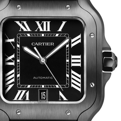 Orologio Cartier Santos De Cartier Modello Grande Movimento Automatico Acciaio ADLC Bracciali intercambiabili in gomma e pelle WSSA0039 - immagine 3
