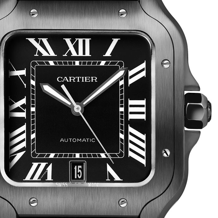 Orologio Cartier Santos De Cartier Modello Grande Movimento Automatico Acciaio ADLC Bracciali intercambiabili in gomma e pelle WSSA0039 - immagine 3