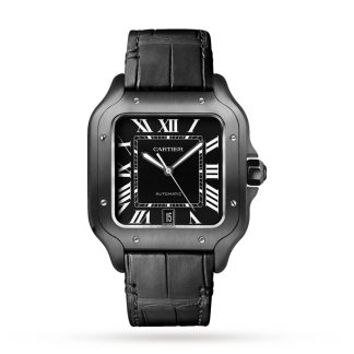 Orologio Cartier Santos De Cartier Modello Grande Movimento Automatico Acciaio ADLC Bracciali intercambiabili in gomma e pelle WSSA0039