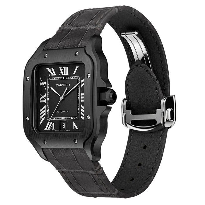 Orologio Cartier Santos De Cartier Modello Grande Movimento Automatico Acciaio ADLC Bracciali intercambiabili in gomma e pelle WSSA0039 - immagine 4
