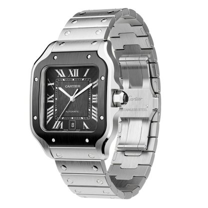Orologio Cartier Santos De Cartier Modello Grande Movimento Automatico Acciaio ADLC Bracciali intercambiabili in metallo e gomma WSSA0037 - immagine 3