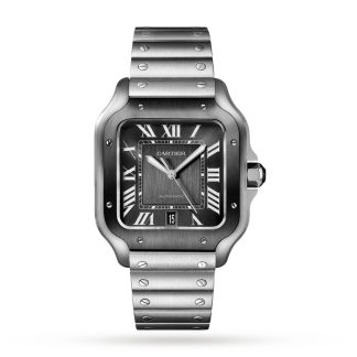 Orologio Cartier Santos De Cartier Modello Grande Movimento Automatico Acciaio ADLC Bracciali intercambiabili in metallo e gomma WSSA0037