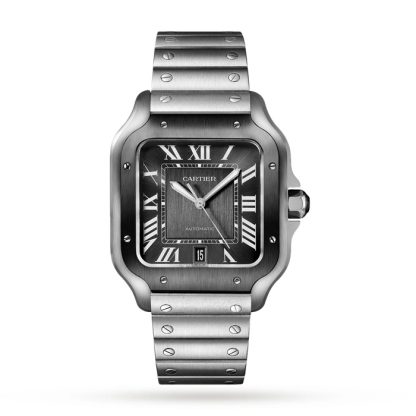 Orologio Cartier Santos De Cartier Modello Grande Movimento Automatico Acciaio ADLC Bracciali intercambiabili in metallo e gomma WSSA0037