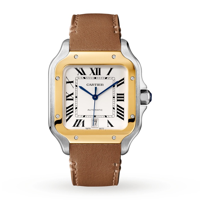 Orologio Cartier Santos De Cartier Modello Grande Movimento Automatico Oro Giallo Acciaio Bracciali intercambiabili in metallo e pelle W2SA0009 - immagine 3