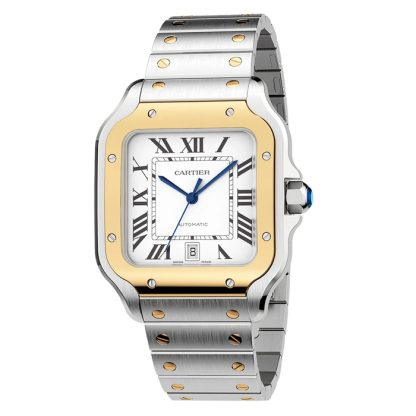 Orologio Cartier Santos De Cartier Modello Grande Movimento Automatico Oro Giallo Acciaio Bracciali intercambiabili in metallo e pelle W2SA0009 - immagine 5