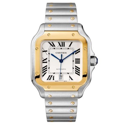 Orologio Cartier Santos De Cartier Modello Grande Movimento Automatico Oro Giallo Acciaio Bracciali intercambiabili in metallo e pelle W2SA0009