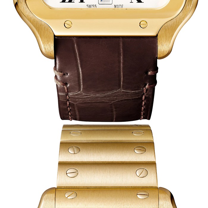 Orologio Cartier Santos De Cartier Modello Grande Movimento Automatico Oro Giallo Bracciali intercambiabili in metallo e pelle WGSA0029 - immagine 2