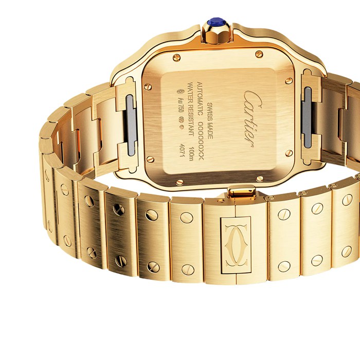 Orologio Cartier Santos De Cartier Modello Grande Movimento Automatico Oro Giallo Bracciali intercambiabili in metallo e pelle WGSA0029 - immagine 3