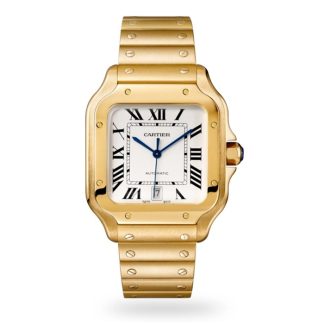 Orologio Cartier Santos De Cartier Modello Grande Movimento Automatico Oro Giallo Bracciali intercambiabili in metallo e pelle WGSA0029