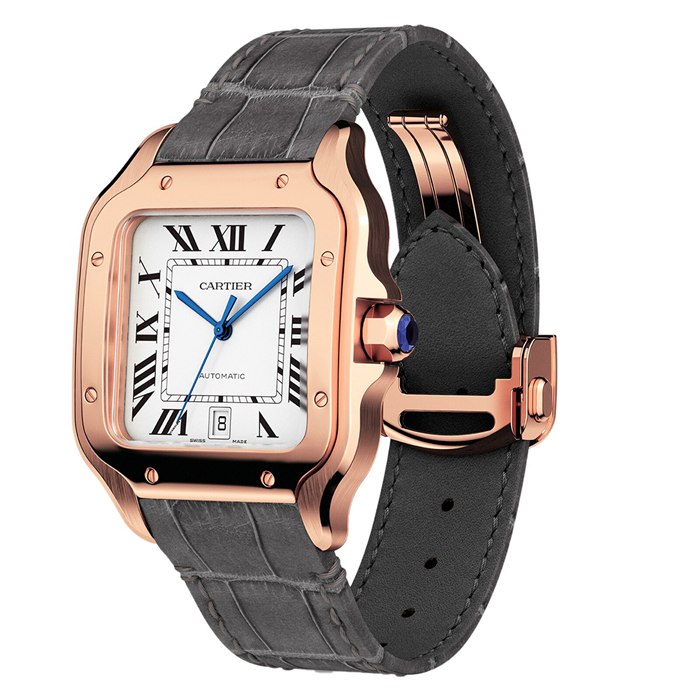 Orologio Cartier Santos De Cartier Modello Grande Movimento Automatico Oro Rosa 2 Bracciali in pelle intercambiabili WGSA0019 - immagine 3