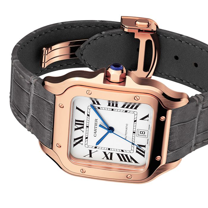 Orologio Cartier Santos De Cartier Modello Grande Movimento Automatico Oro Rosa 2 Bracciali in pelle intercambiabili WGSA0019 - immagine 5