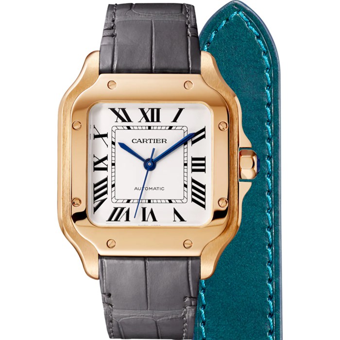 Orologio Cartier Santos De Cartier Modello Medio Movimento Automatico Oro Rosa 2 Bracciali in pelle intercambiabili WGSA0028 - immagine 3