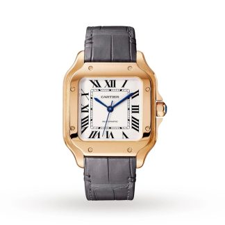 Orologio Cartier Santos De Cartier Modello Medio Movimento Automatico Oro Rosa 2 Bracciali in pelle intercambiabili WGSA0028
