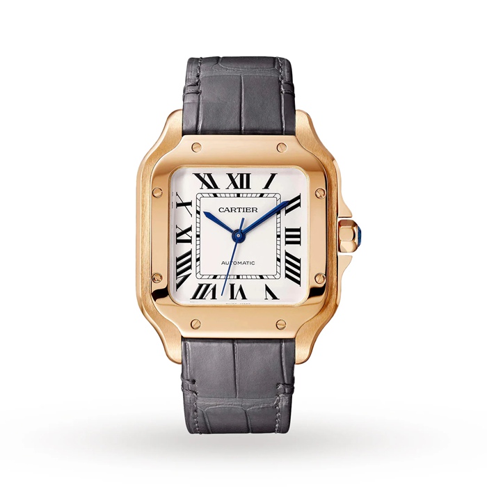 Orologio Cartier Santos De Cartier Modello Medio Movimento Automatico Oro Rosa 2 Bracciali in pelle intercambiabili WGSA0028