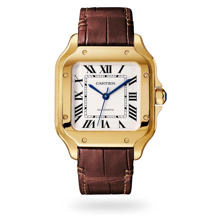 Orologio Cartier Santos De Cartier Modello medio Movimento automatico Oro giallo Bracciali intercambiabili in metallo e pelle WGSA0030 - immagine 2
